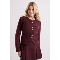 Dorothy Perkins Women's Collarless Jacket in Burgundy | Size: 18
