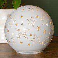 Samuel Alexander 15cm Battery Operated Light up Star Glass Ball in White with Warm White LEDs