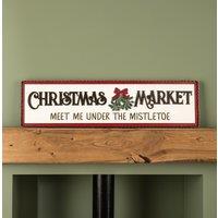 Samuel Alexander 82cm White Wooden Christmas Market Hanging Sign