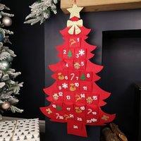 Samuel Alexander 90cm Fabric Christmas Tree Shaped Hanging Advent Calendar Decoration in Red