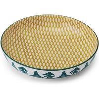 Mikasa Glazed Stoneware Coupe Pasta Bowl, Green Leaf Design, 21cm