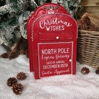 Samuel Alexander 39cm Red with White Detail Christmas Santa Metal Post Box