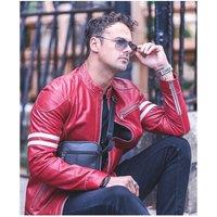 PRIMEHIDE Men's 'Fred' Leather Jacket in Red | Size: 48R