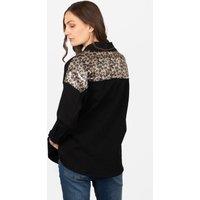 Sarta Women's Andie Sequin Leopard Print Denim Jacket - Black | Size: Medium