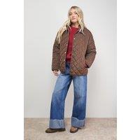 Oasis Women's Padded Cord Collar Jacket in Choc Brown | Size: 6