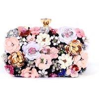 PEACH ACCESSORIES Women's Floral Embellished Clutch Bag in Black