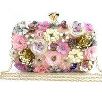PEACH ACCESSORIES Women's Floral Embellished Clutch Bag in Pink