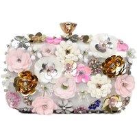 PEACH ACCESSORIES Women's Floral Embellished Clutch Bag in Silver