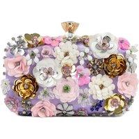 PEACH ACCESSORIES Women's Floral Embellished Clutch Bag in Lilac