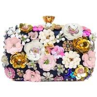 PEACH ACCESSORIES Women's Floral Embellished Clutch Bag in Navy