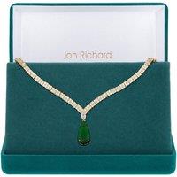 Jon Richard Women's Gift Packaged Gold Plate & Emerald Green Cubic Zirconia Statement Necklace