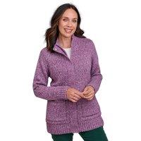 Chums Women's Fleece Lined Front Pocket Zip Cardigan in Plum | Size: 20-22
