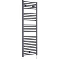 Balterley Electric Vertical Round Towel Rail 750 Watt Anthracite 1375x 480mm in Grey