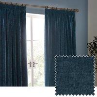 Yard Heavy Chenille Velvet Room Darkening Pencil Pleat Curtain Pair in Navy | Size: 168 cm width x 183 cm drop