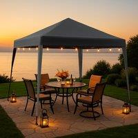 Home Source Pop Up Gazebo 3m x 3m Garden Marquee Tent Easy Up With Carry Bag in Grey