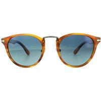 Persol Round Striped Brown Blue Polarized Sunglasses