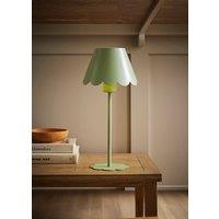 ValueLights Hattie Rechargeable Metal Scalloped Edge Portable Table Lamp in Pale Green
