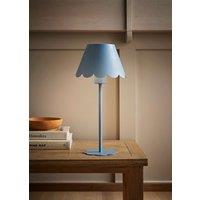 ValueLights Hattie Rechargeable Metal Scalloped Edge Portable Table Lamp in Mid Blue