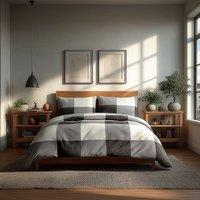 Snug City Duvet Cover & Pillowcase Set White Black Grey Tartan Check Design Polycotton Bed Linen | Size: King