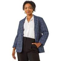 Roman Women's Petite Boucle Stretch Blazer in Navy | Size: 16