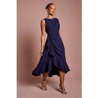 Coast Women's Petite Crepe Ruffle Dress With Low Back in Navy | Size: 6