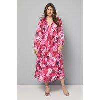 Wallis Women's Floral Jacquard Ruffle Midi Dress in Pink | Size: 10