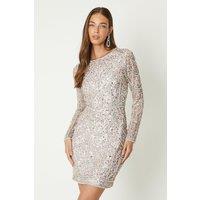 Coast Women's Long Sleeve Sequin Mini Dress in Blush | Size: 10