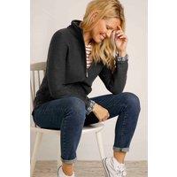 Weird Fish Women's Sontee Full Zip Macaroni Sweatshirt in Dark Navy | Size: 10