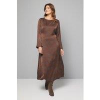 Wallis Women's Floral Satin Bias Cut Midi Dress in Chocolate | Size: 16