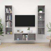 Berkfield Home 3 Piece TV Cabinet Set Concrete Grey Engineered Wood