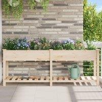 Berkfield Home Garden Planter with Grids 203x53x76 cm Solid Wood Fir in Beige | Size: 203 x 53 x 76 cm