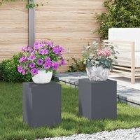 Berkfield Home Outdoor Plant Stands Pillar 2 pcs Anthracite 24x24x35 cm Steel | Size: 24 x 24 x 35 cm
