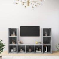 Berkfield Home TV Cabinets 3 pcs Concrete Grey 107x35x37 cm Engineered Wood | Size: 107 x 35 x 37 cm