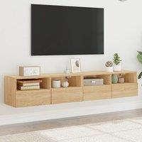 Berkfield Home TV Wall Cabinets 2 pcs Sonoma Oak 80x30x30 cm Engineered Wood in Brown | Size: 80 x 30 x 30 cm