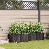 Berkfield Home Garden Planters with Water Irrigation System 4 pcs Brown