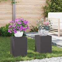 Berkfield Home Outdoor Plant Stands Pillar 2 pcs Black 24x24x35 cm Steel | Size: 24 x 24 x 35 cm