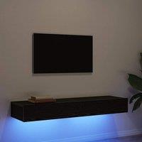 Berkfield Home TV Cabinets with LED Lights 2 pcs Black Oak 60x35x15.5 cm