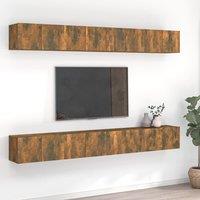 Berkfield Home TV Cabinets 8 pcs Smoked Oak 60x30x30 cm Engineered Wood in Brown | Size: 60 x 30 x 30 cm