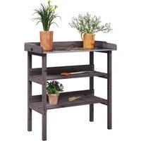 Berkfield Home Plant Table with Shelves Grey 78x38x82.5 cm Solid Wood Fir