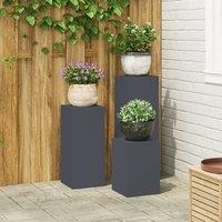 Berkfield Home Outdoor Plant Stands - 3-Piece Anthracite Steel Set