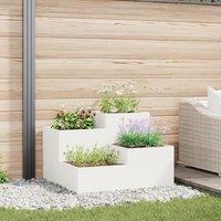 Berkfield Home Garden Planter 100x100x60 cm White Steel | Size: 100 x 100 x 60 cm