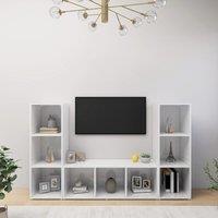 Berkfield Home TV Cabinets 3 pcs White 107x35x37 cm Engineered Wood | Size: 107 x 35 x 37 cm