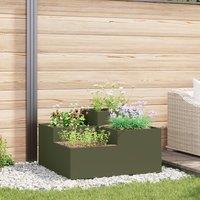 Berkfield Home Garden Planter 80x80x48 cm Olive Green Steel | Size: 80 x 80 x 48 cm