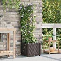 Berkfield Home Garden Planters with Water Irrigation System Brown