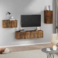 Berkfield Home 4 Piece TV Cabinet Set Smoked Oak Engineered Wood in Brown