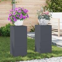 Berkfield Home Outdoor Plant Stands Pillar 2 pcs Anthracite 24x24x55 cm Steel | Size: 24 x 24 x 55 cm