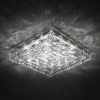 Clear Crystal Ceiling Light with Cool White LED Illumination in Silver