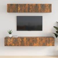 Berkfield Home 5 Piece TV Cabinet Set Smoked Oak Engineered Wood in Brown