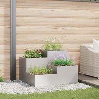 Berkfield Home Garden Planter 100x100x60 cm Stainless Steel in Silver | Size: 100 x 100 x 60 cm