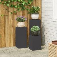 Berkfield Home Outdoor Plant Stands Pillar 3 pcs Black Steel